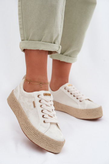 Espadrilles ar platformu Big Star TT274346 ziloņu kaula krāsā