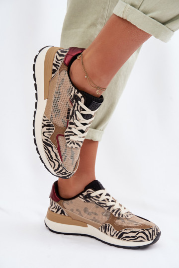 sporta apavi Sneakers modeļa apavi Sieviešu Rakstaina Big Star TT274333 smilšu krāsas