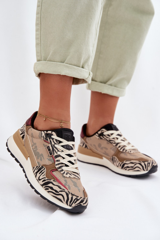 sporta apavi Sneakers modeļa apavi Sieviešu Rakstaina Big Star TT274333 smilšu krāsas