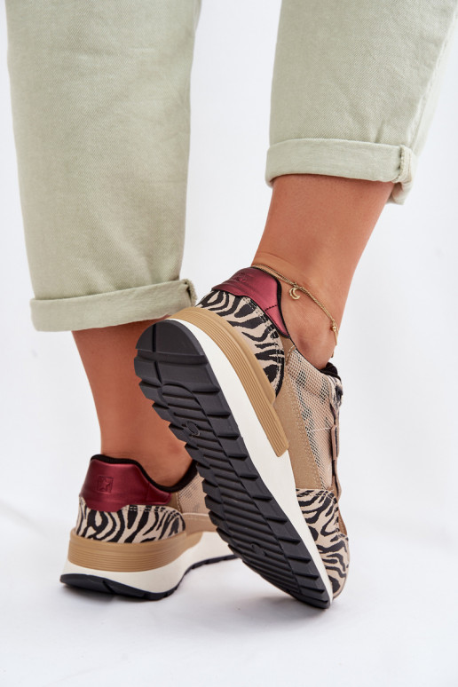 sporta apavi Sneakers modeļa apavi Sieviešu Rakstaina Big Star TT274333 smilšu krāsas