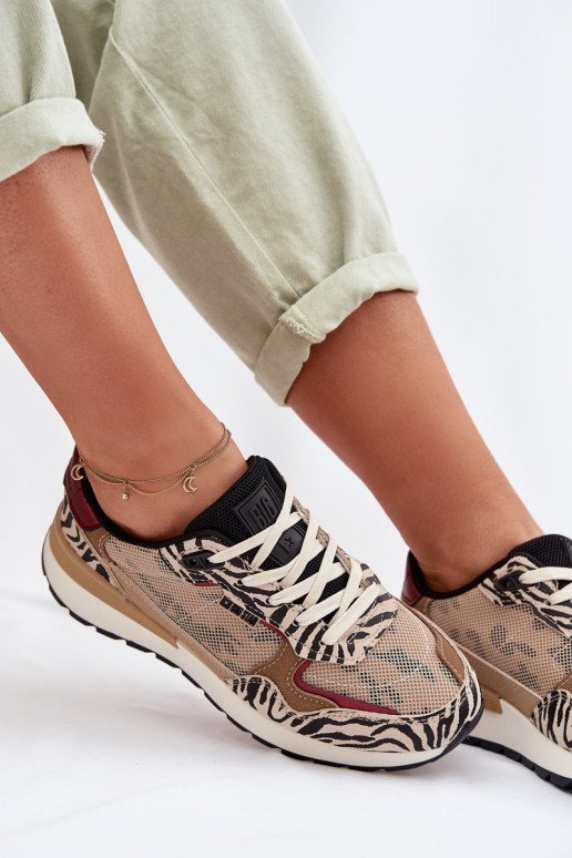 sporta apavi Sneakers modeļa apavi Sieviešu Rakstaina Big Star TT274333 smilšu krāsas