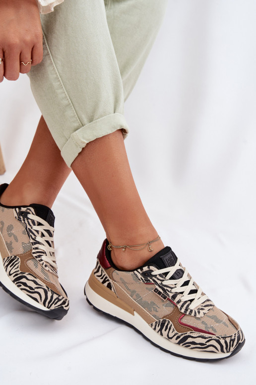 sporta apavi Sneakers modeļa apavi Sieviešu Rakstaina Big Star TT274333 smilšu krāsas