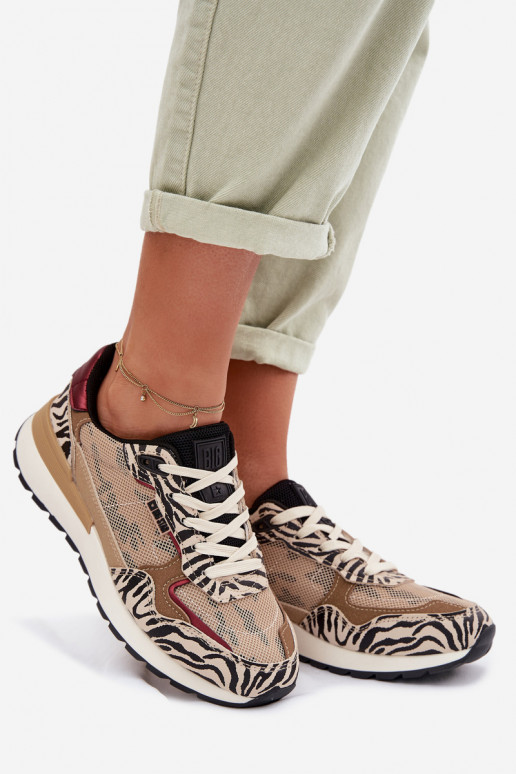 sporta apavi Sneakers modeļa apavi Sieviešu Rakstaina Big Star TT274333 smilšu krāsas