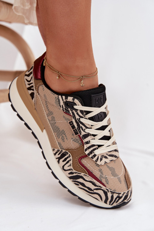 sporta apavi Sneakers modeļa apavi Sieviešu Rakstaina Big Star TT274333 smilšu krāsas