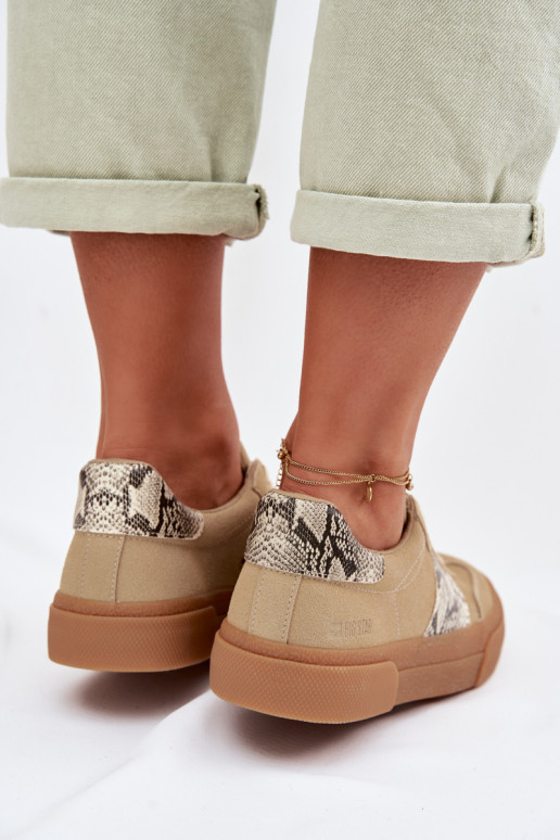 Sneakers modeļa apavi Sieviešu Ze INstaInkami Čūskas āda Big Star TT274298 smilšu krāsas