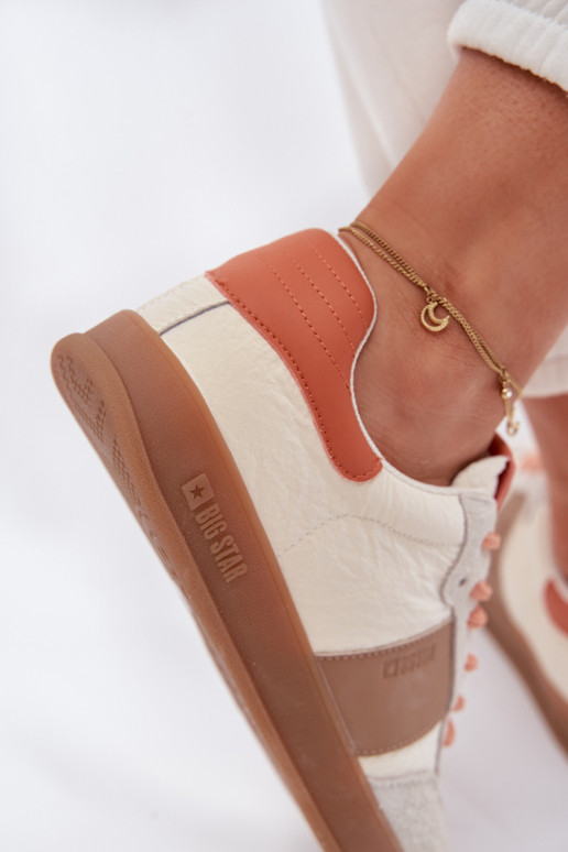 Āda zamšādas Sneakers modeļa apavi Sieviešu Big Star TT274725 smilšu krāsas