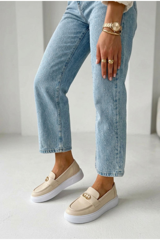 Āda Sieviešu mokasīni ar apzeltītu zoli Vinceza 39974 smilšu krāsas