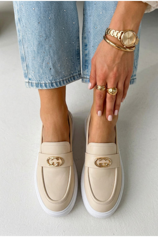 Āda Sieviešu mokasīni ar apzeltītu zoli Vinceza 39974 smilšu krāsas