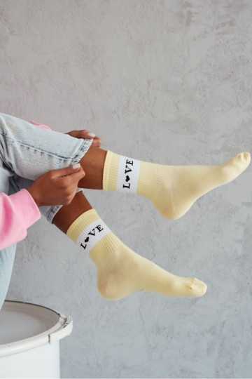 Zeķes BaInełniane Sieviešu LOVE Dzelteni