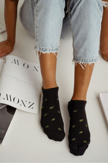 Kāju zeķes Sieviešu Liście melnas krāsas