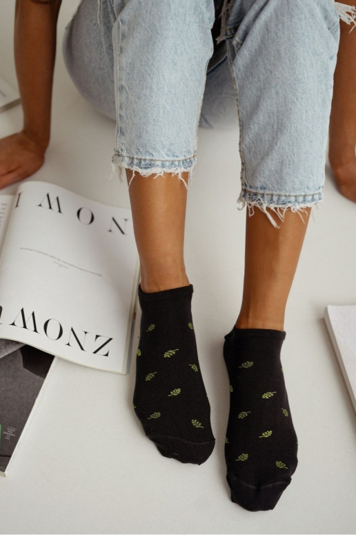 Kāju zeķes Sieviešu Liście melnas krāsas