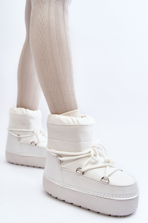 Sieviešu sniega apavi ar stilīgām detaļām baltas krāsas Toolsa