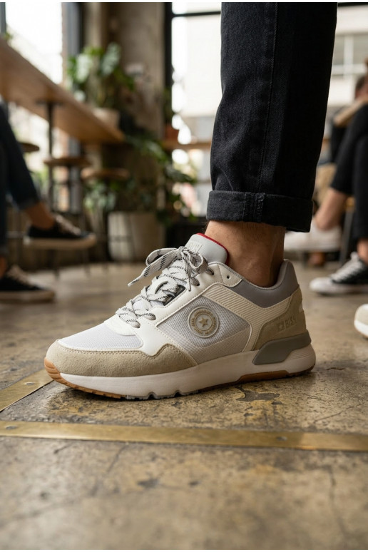 Sneakers modeļa apavi vīriešiem ar platformu Big Star TT174032 Baltas-Zilas krāsas