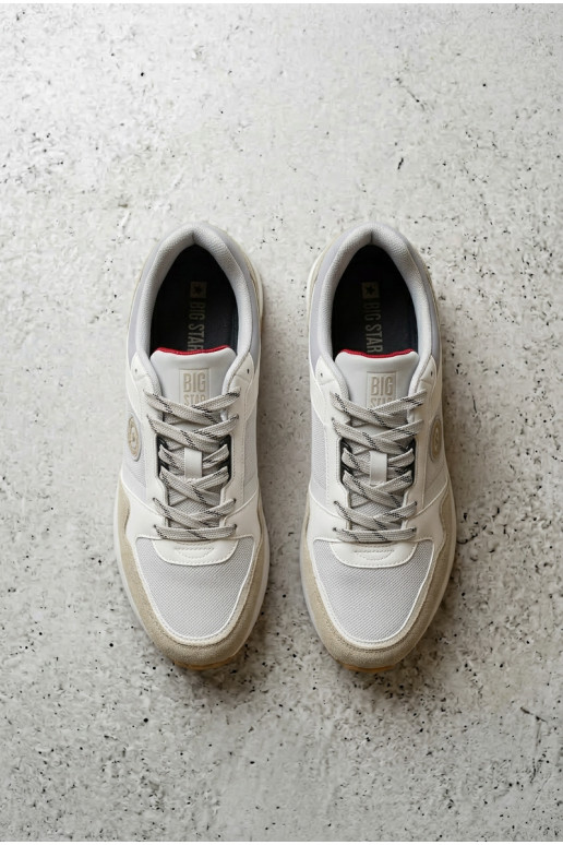 Sneakers modeļa apavi vīriešiem ar platformu Big Star TT174032 Baltas-Zilas krāsas