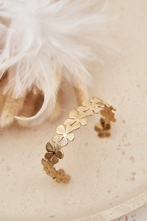 Aproce Sieviešu no nerūsējošā tērauda ar puķītēm Zelta krāsas