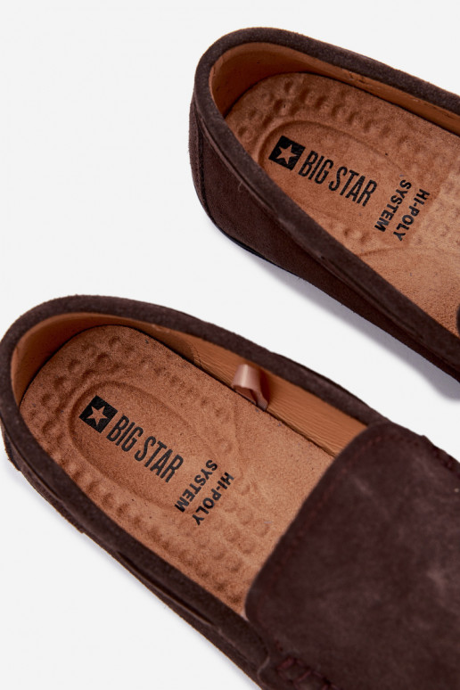 Mokasīni vīriešiemIeslēgtsturalnego zamšādasu Big Star TT174202 CzekoladoIne