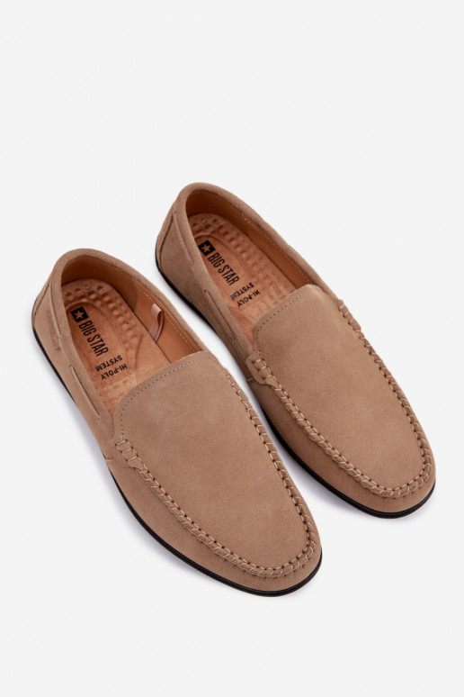 Mokasīni vīriešiemIeslēgtsturalnego zamšādasu Big Star TT174201 smilšu krāsas