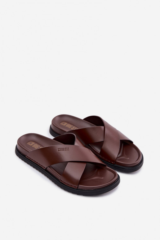 Čibas no dabīgas ādas vīriešiem Big Star TT174218 tumši brūnas krāsas