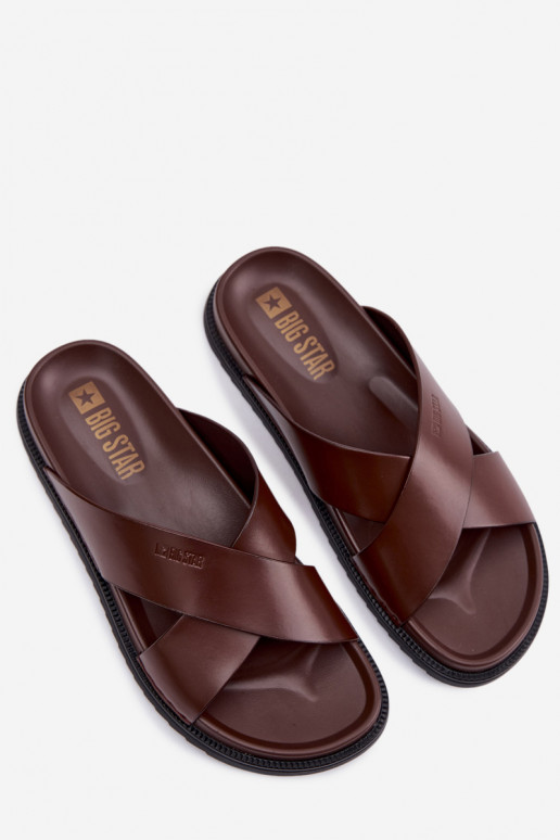 Čibas no dabīgas ādas vīriešiem Big Star TT174218 tumši brūnas krāsas