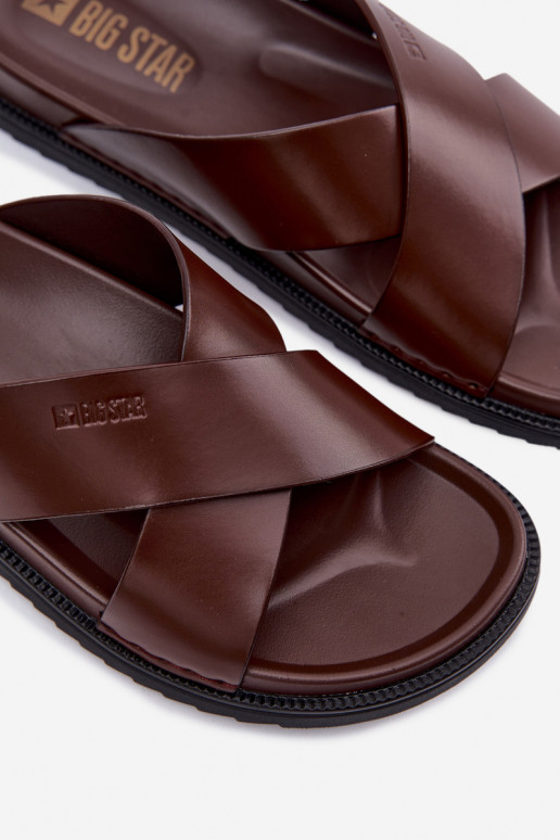 Čibas no dabīgas ādas vīriešiem Big Star TT174218 tumši brūnas krāsas