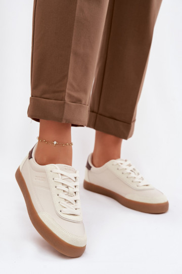 Sneakers modeļa apavi Sieviešu no eko ādas Big Star TT274311 Ziloņkaula krāsas