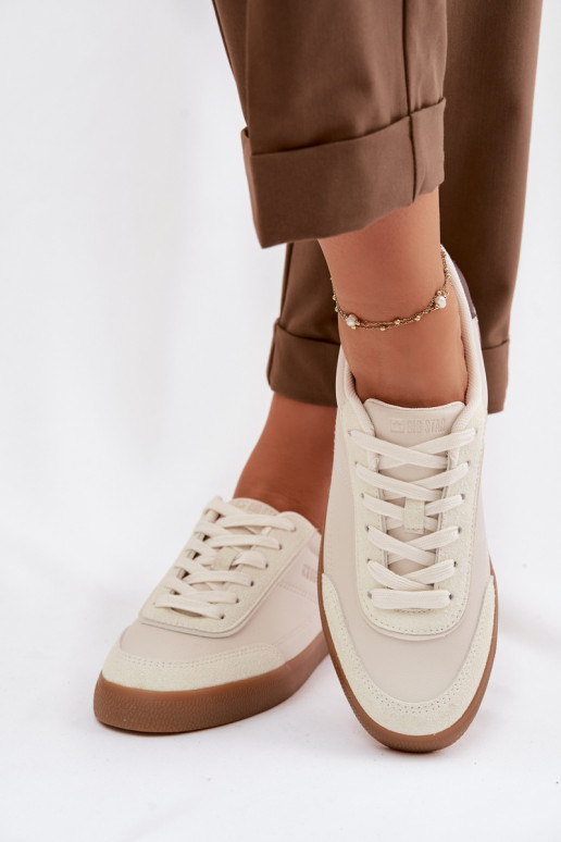 Sneakers modeļa apavi Sieviešu no eko ādas Big Star TT274311 Ziloņkaula krāsas