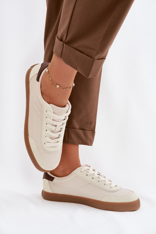 Sneakers modeļa apavi Sieviešu no eko ādas Big Star TT274311 Ziloņkaula krāsas