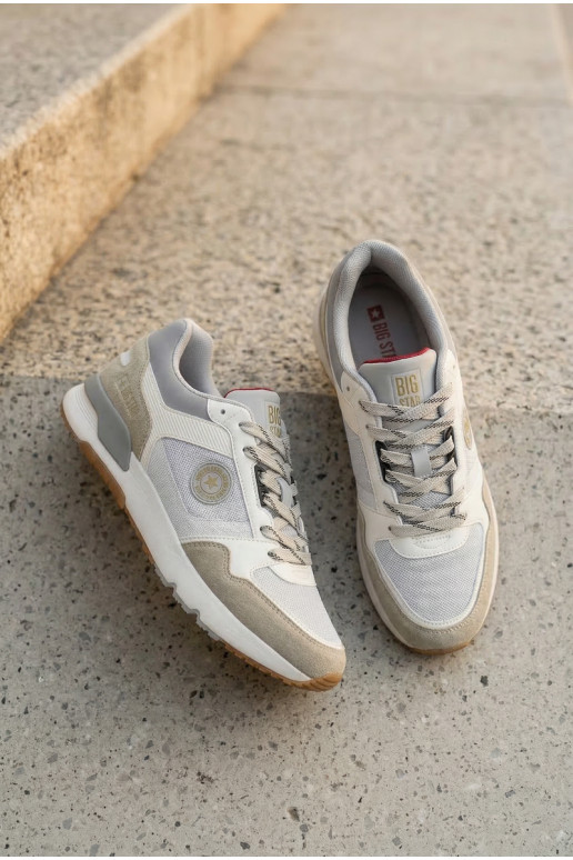 Sneakers modeļa apavi vīriešiem ar platformu Big Star TT174032 Baltas-Zilas krāsas