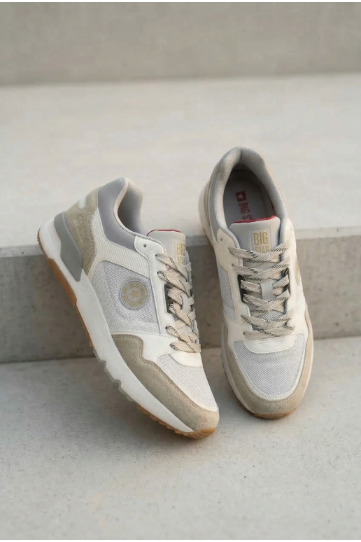 Sneakers modeļa apavi vīriešiem ar platformu Big Star TT174032 Baltas-Zilas krāsas