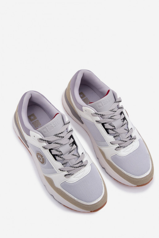 Sneakers modeļa apavi vīriešiem ar platformu Big Star TT174032 Baltas-Zilas krāsas