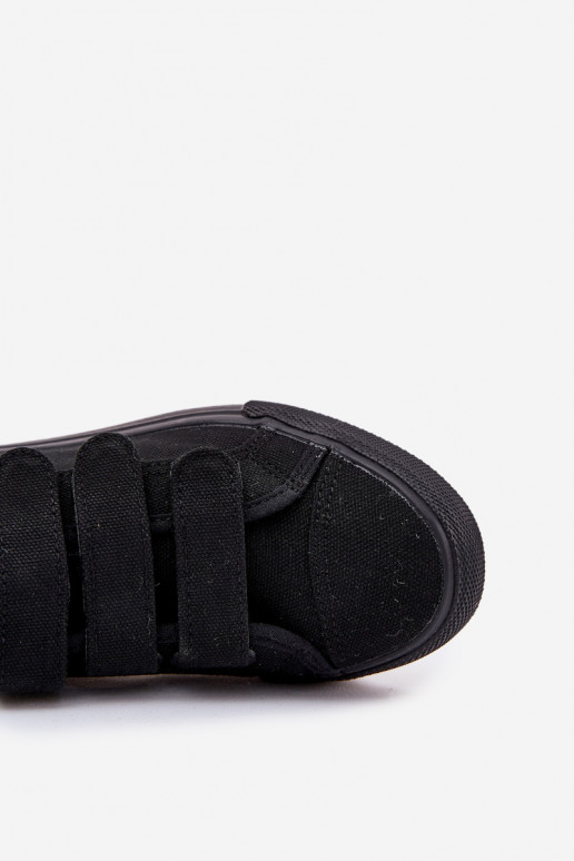 Jaunatne sporta apavi ar līdzenu zoli ar lipīgām aizdarēm melnas krāsas Dilan