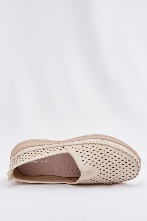 Ažūrs Gaisma sieviešu mokasīni Sergio Leone MK099H smilšu krāsas-Zelta krāsas