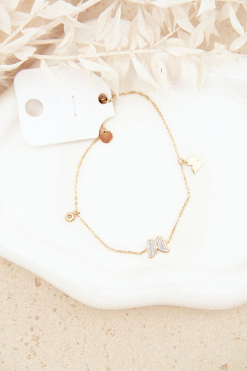 Potītes rokassprādze Ar Tauriņiem Zelta krāsas 2