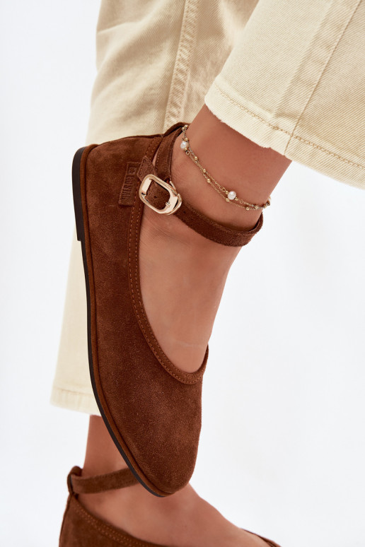 BalerīnasIeslēgtsturalnego zamšādasu Big Star TT274211 brūnas krāsas