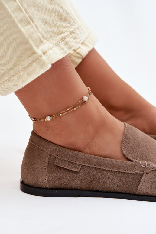 sieviešu mokasīniIeslēgtsturalnego zamšādasu Big Star TT274207 smilšu krāsas