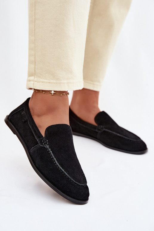 sieviešu mokasīniIeslēgtsturalnego zamšādasu Big Star TT274209 melnas krāsas