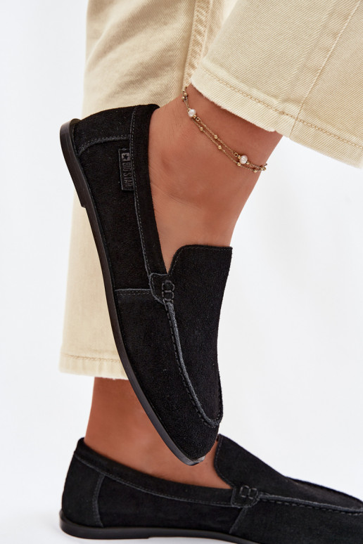 sieviešu mokasīniIeslēgtsturalnego zamšādasu Big Star TT274209 melnas krāsas