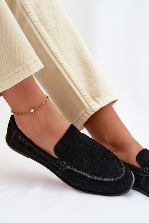 sieviešu mokasīniIeslēgtsturalnego zamšādasu Big Star TT274209 melnas krāsas