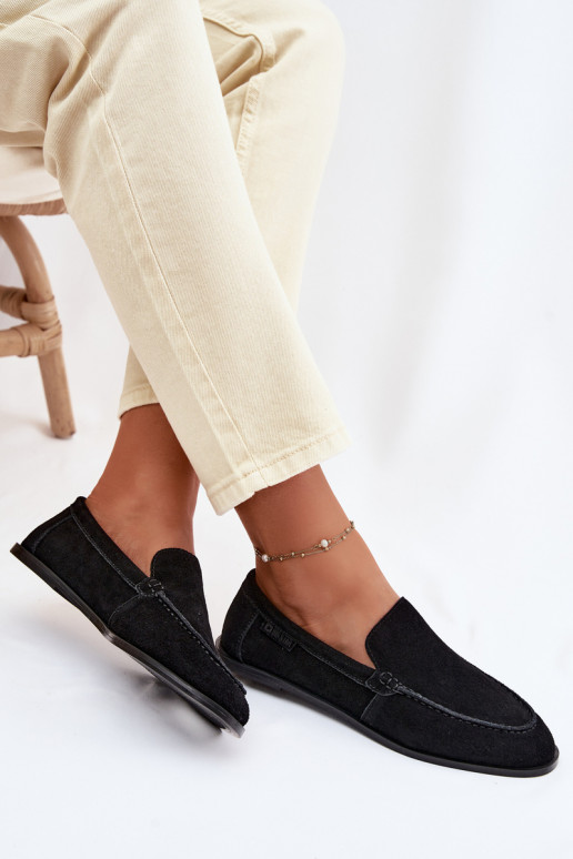 sieviešu mokasīniIeslēgtsturalnego zamšādasu Big Star TT274209 melnas krāsas