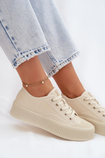 sieviešu puszābaki ar platformu Big Star TT274271 smilšu krāsas