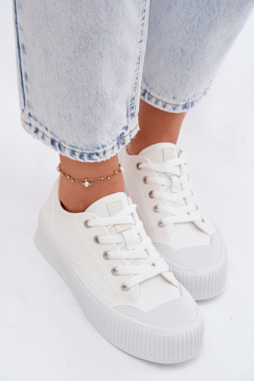 sieviešu puszābaki ar platformu Big Star TT274269 baltas krāsas