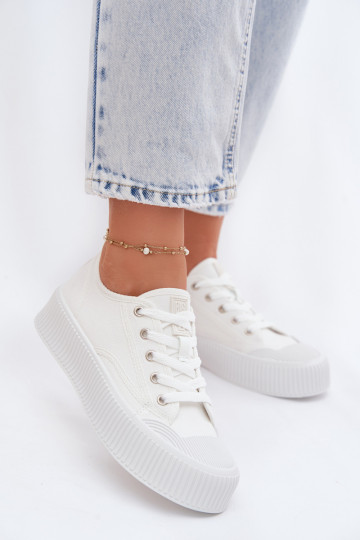 sieviešu puszābaki ar platformu Big Star TT274269 baltas krāsas 2