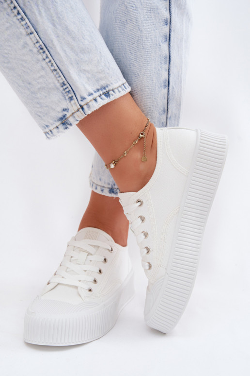 sieviešu puszābaki ar platformu Big Star TT274269 baltas krāsas