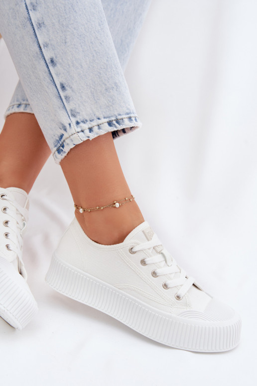 sieviešu puszābaki ar platformu Big Star TT274269 baltas krāsas