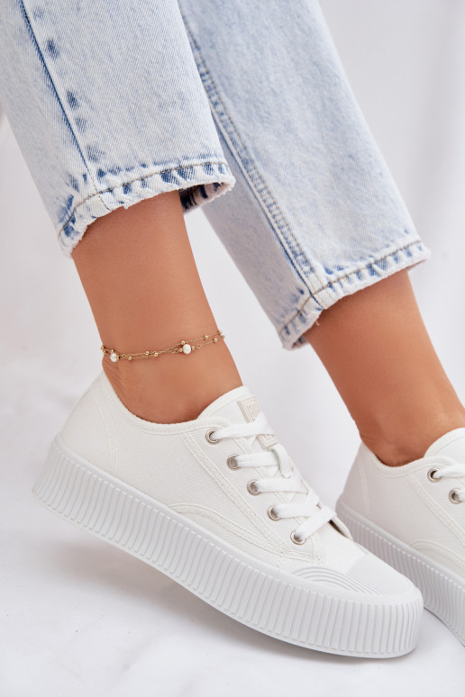 sieviešu puszābaki ar platformu Big Star TT274269 baltas krāsas