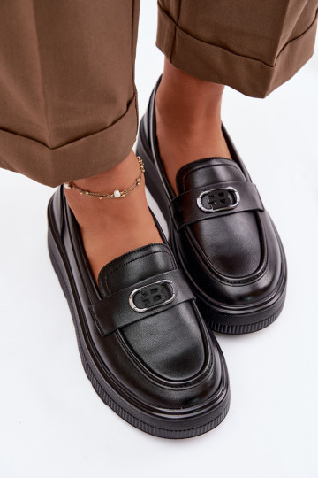 Āda Sieviešu mokasīni ar apzeltītu zoli Vinceza 39974 melnas krāsas