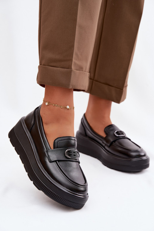 Āda Sieviešu mokasīni ar apzeltītu zoli Vinceza 39974 melnas krāsas