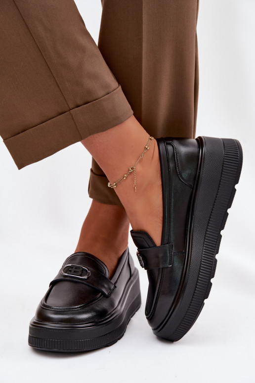 Āda Sieviešu mokasīni ar apzeltītu zoli Vinceza 39974 melnas krāsas