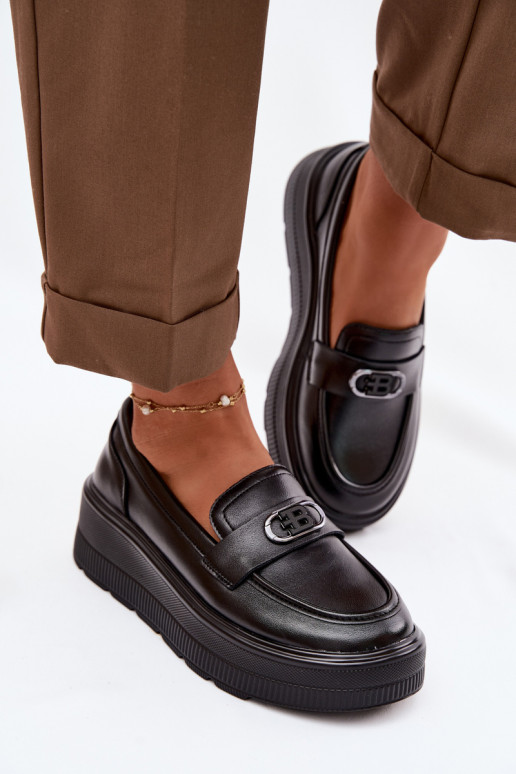 Āda Sieviešu mokasīni ar apzeltītu zoli Vinceza 39974 melnas krāsas