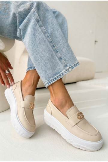 Āda Sieviešu mokasīni ar apzeltītu zoli Vinceza 39974 smilšu krāsas